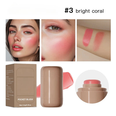 3In1 Cheek Lip Tinted Moistured Blush Stick Waterproof Easy Color Rouge Silky Smooth Blusher Cream Matte Contour Makeup