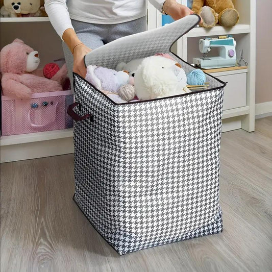 Extra-Large 47.55Gal Thousandbird Checkered Pattern Thickenedstorage Container Largecapacity Clothes Quilt Storagebucket Dust Andmoisture Resistant Bagsdouble Zipper Storage Bags with Handles, Homebedroom, Travel Storagebaskets
