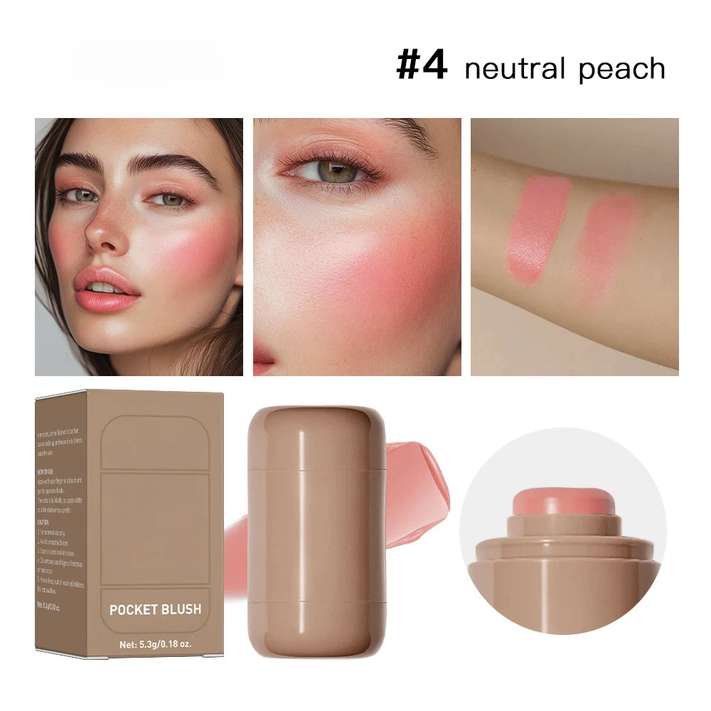 3In1 Cheek Lip Tinted Moistured Blush Stick Waterproof Easy Color Rouge Silky Smooth Blusher Cream Matte Contour Makeup