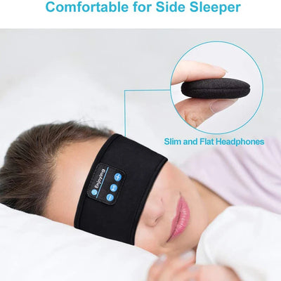 Bluetooth Sleeping Headphones Sports Headband Thin Soft Elastic Comfortable Wireless Music Earphones Eye Mask for Side Sleeper