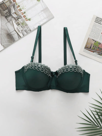 1PC  Women Simple Solid Underwear Female Push up Bra with Steel Ring S-XL Lady Everyday Brassiere with Pretty Bow S-XL