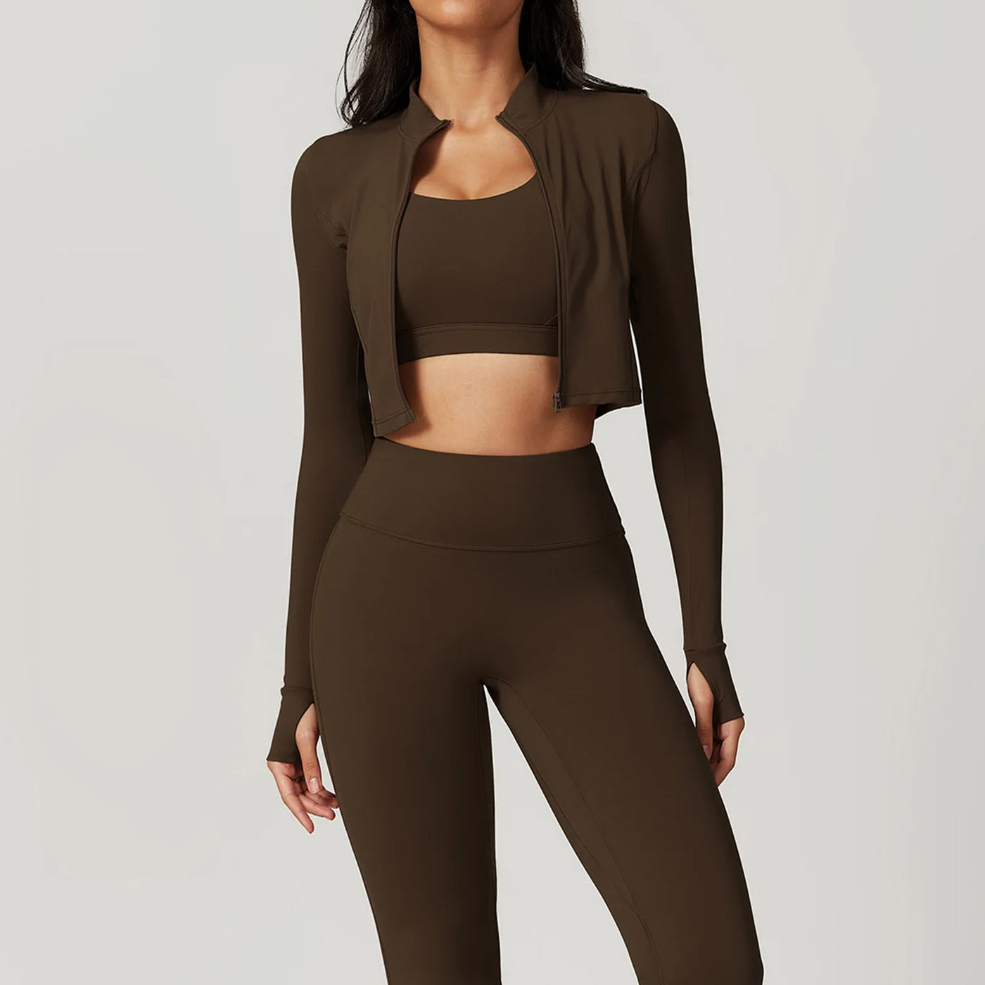 3PCS Yoga Set Women'S Gym Clothes Sportswear Yoga Suits Zipper Long Sleeve Push up Bra High Waist Leggings Sexy Sports Sets