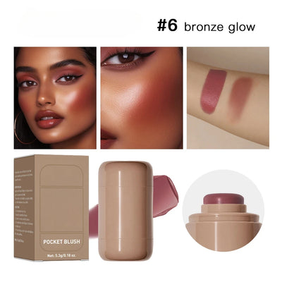 3In1 Cheek Lip Tinted Moistured Blush Stick Waterproof Easy Color Rouge Silky Smooth Blusher Cream Matte Contour Makeup
