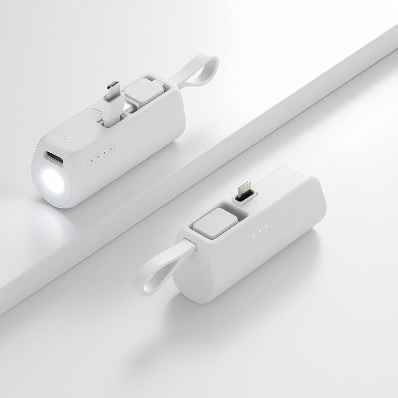 Mini Capsule 5000Mah Power Bank – 18W PD Fast-Charge USB-C Portable Charger with Foldable Stand & Built-In Flashlight, Dual Input, Universal Ios & Android Compatibility