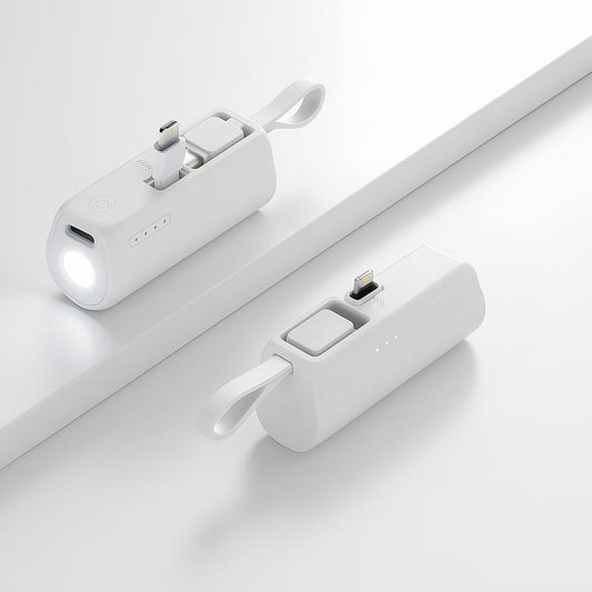 Mini Capsule 5000Mah Power Bank – 18W PD Fast-Charge USB-C Portable Charger with Foldable Stand & Built-In Flashlight, Dual Input, Universal Ios & Android Compatibility