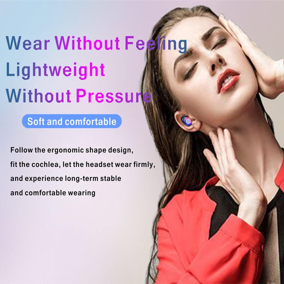 Wireless Earbuds with Charging Case Built-In Microphone Stereo Sound In-Ear Bluetooth Headphones Premium Deep Bass Headset, Black