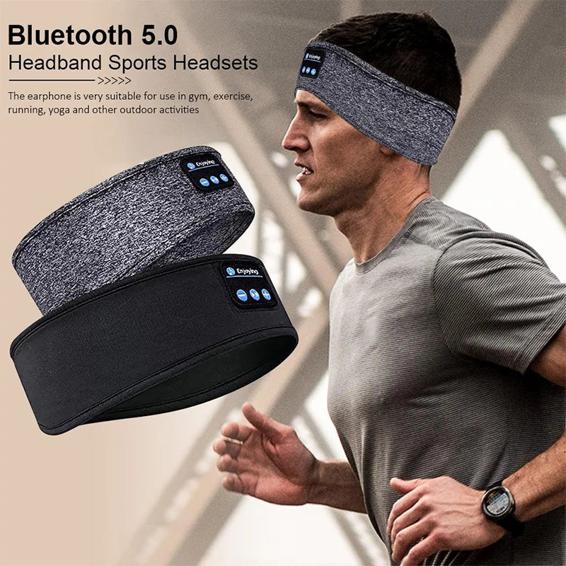 Bluetooth Sleeping Headphones Sports Headband Thin Soft Elastic Comfortable Wireless Music Earphones Eye Mask for Side Sleeper