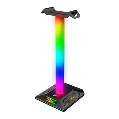 RGB Gaming Headphone Stand with USB Ports Headphone Holder Touch Control Light Desktop Gaming Headset Holder Earphone Hanger