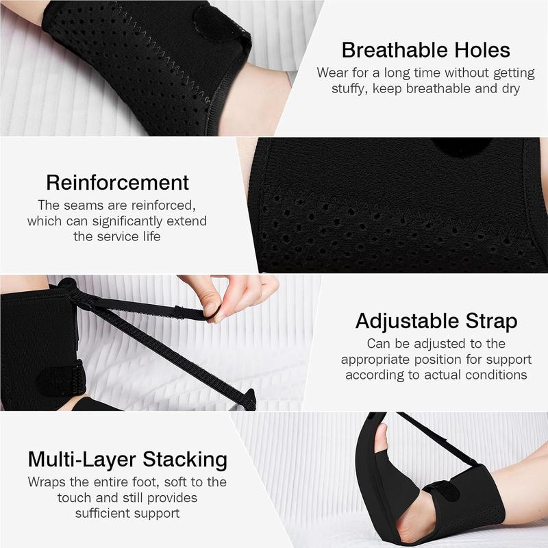 Upgraded Plantar Fasciitis Night Splint, Adjustable Straps Plantar Fasciitis Relief, Supportive Foot Braces with Arch Cushion for Achilles Tendonitis, Foot Drop & Heel Spur Pain Relief Day & Night (Black)