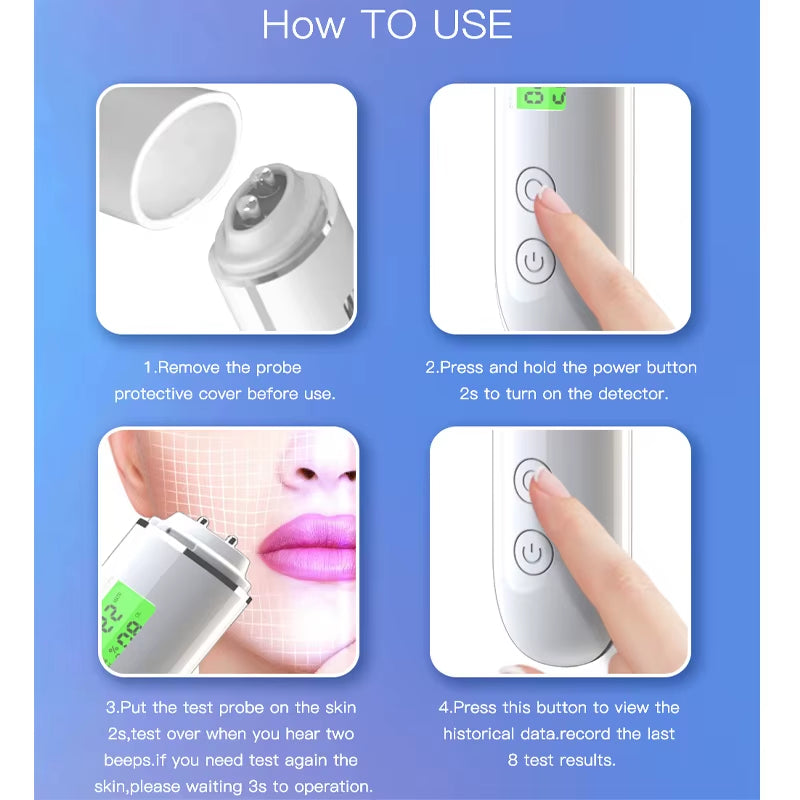 Skin Water Cheek Elastic Skin Age Test Meter Face Skin Moisture&Oil Content Skin Analyzer Fluorescent Agent Detector Skin Tester