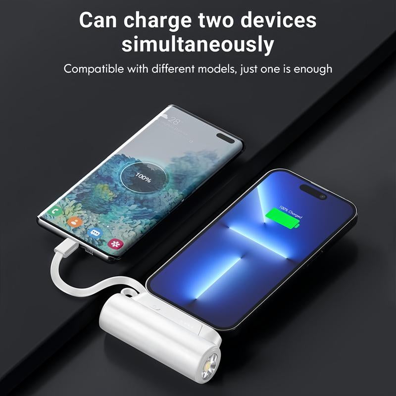 Mini Capsule 5000Mah Power Bank – 18W PD Fast-Charge USB-C Portable Charger with Foldable Stand & Built-In Flashlight, Dual Input, Universal Ios & Android Compatibility