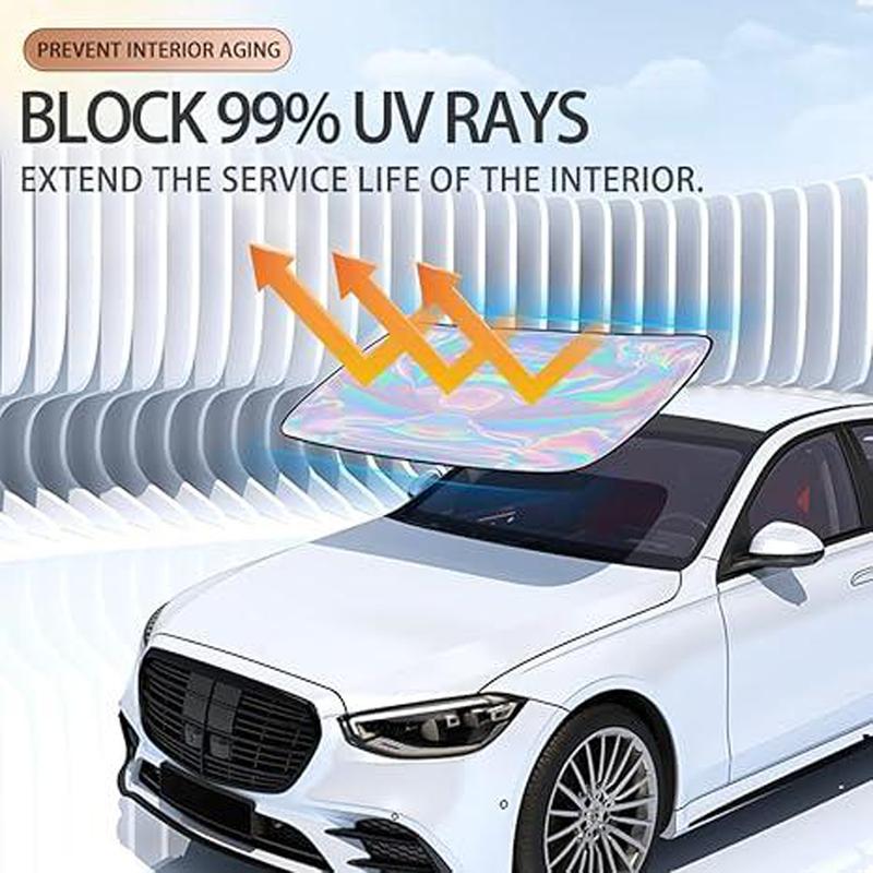 Laser Car Windshield Sun Shade,57X29.5 in Reflector Sunshade Offers Ultimate Protection for Car Interior,Reflective Design UV Protection Heat Isolation for Sedan/Suvs,Mpvs.