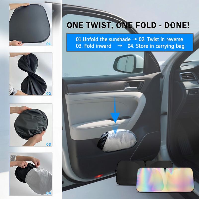 Laser Car Windshield Sun Shade,57X29.5 in Reflector Sunshade Offers Ultimate Protection for Car Interior,Reflective Design UV Protection Heat Isolation for Sedan/Suvs,Mpvs.