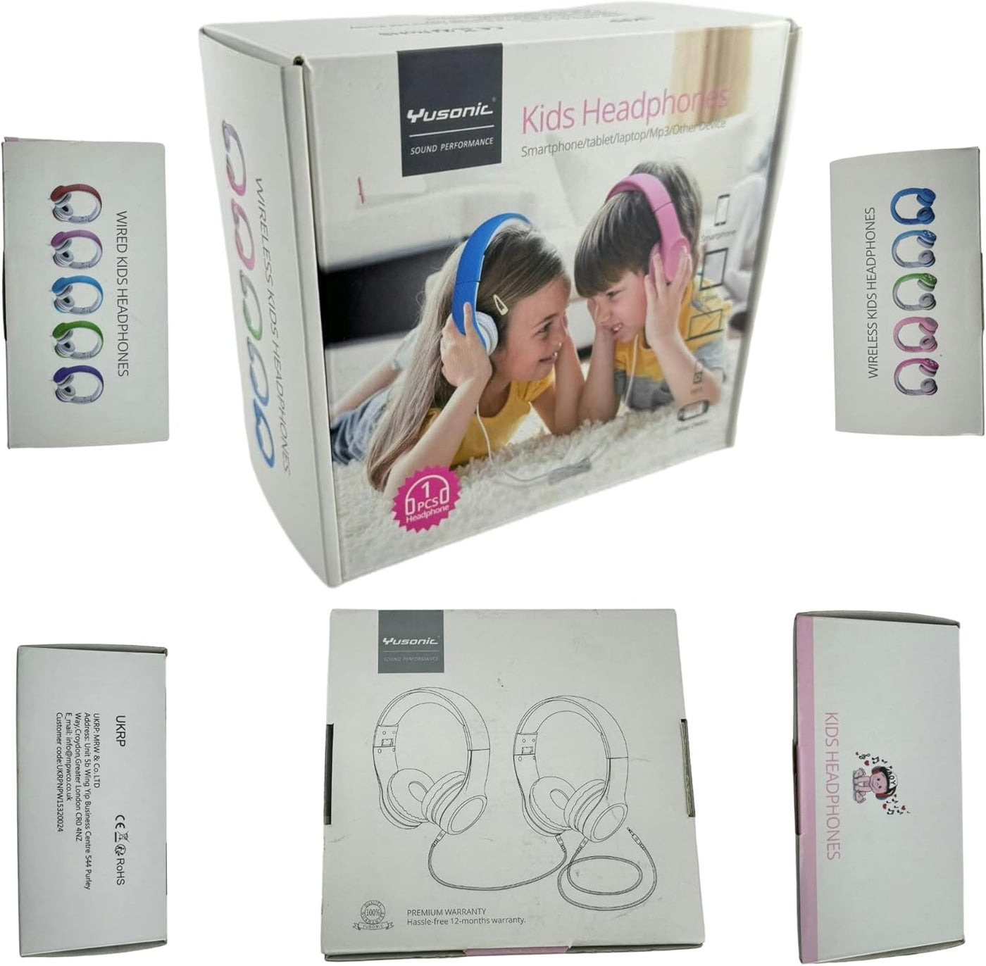 Kids Headphones with Cord, Toddler Headphones with Sharing Function, 85Db/93Db Safe Volume Limit, for Toddler Children Baby Boys Girls On-Line Study, School, Travel Use (Pink)