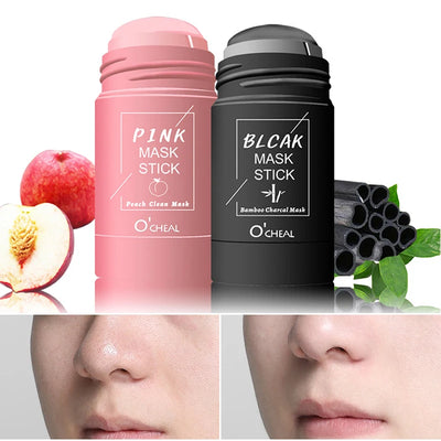 Solid Facial Mask Stick Green Tea Honey Peach Cleaning Pore Moisturizing Long Charcoal Eggplant Mud Film