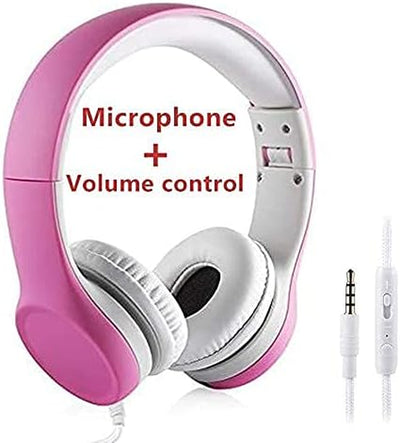 Kids Headphones with Cord, Toddler Headphones with Sharing Function, 85Db/93Db Safe Volume Limit, for Toddler Children Baby Boys Girls On-Line Study, School, Travel Use (Pink)