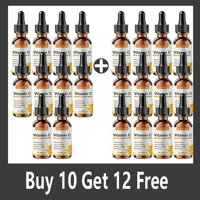 Vitamin C Whitening Serum Remove Freckles Dark Spots Face Essence Fade Melasma Melanin Brighten Repair Dull Skin Care Cosmetics