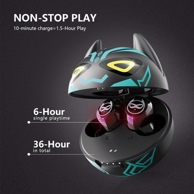 Gaming Earbuds Kids Bluetooth Earbud 5.3 In-Ear Headphones with Mic 36H Playtime IPX6 Waterproof Touch Control Hifi Stereo LED Display Kids Wireless Ear Buds