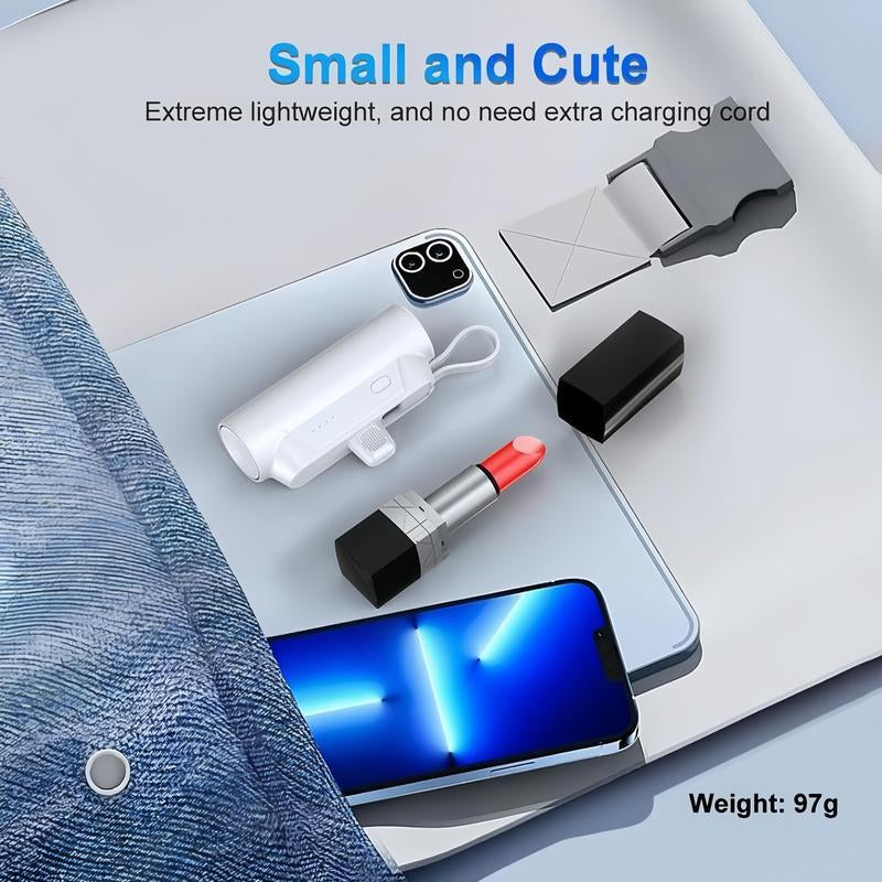 Mini Capsule 5000Mah Power Bank – 18W PD Fast-Charge USB-C Portable Charger with Foldable Stand & Built-In Flashlight, Dual Input, Universal Ios & Android Compatibility