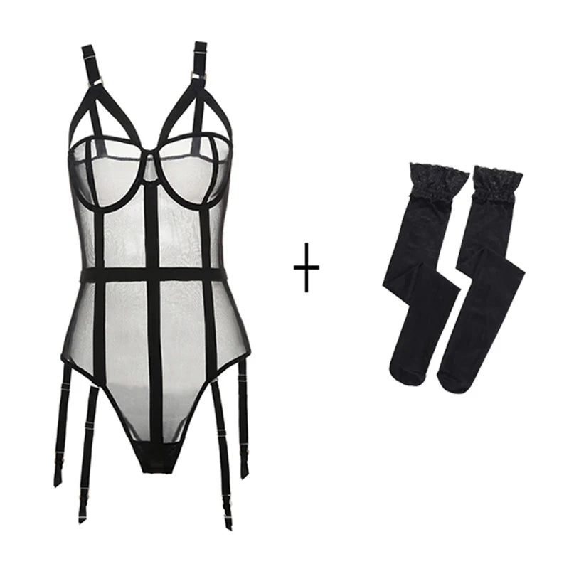 Sexy Corset Lingerie Bustier Erotic Top Women Lace Push up Bra Adjustable Shoulder Strap plus Size Underbust Corselet