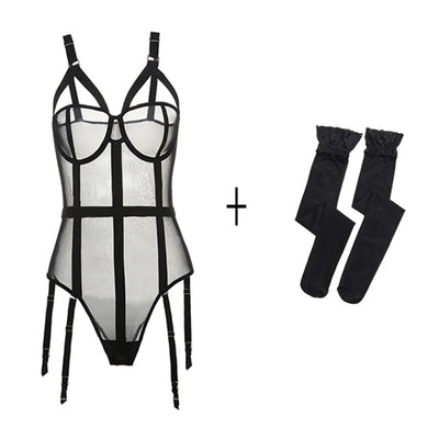 Sexy Corset Lingerie Bustier Erotic Top Women Lace Push up Bra Adjustable Shoulder Strap plus Size Underbust Corselet