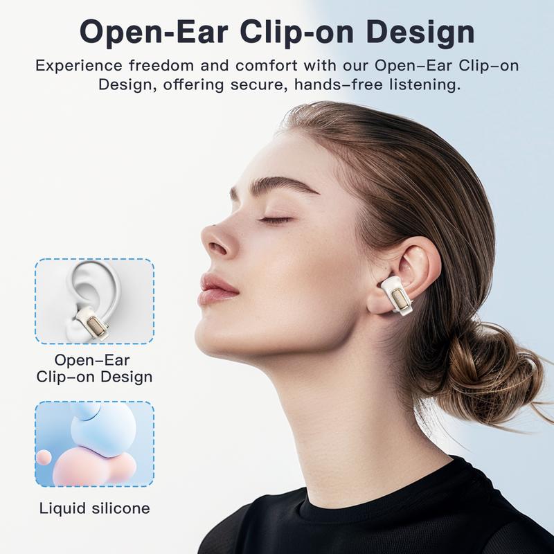 ZIHNIC S12 Open Earbuds Wireless Headphones LED Lights Touchscreenlight-Weight Earbuds Built-In Microphone Power Digital Display Stable Fit Fast Charge 36 Hours Playtime Fast Pair Clear Sound Sweatproof Charging Case Android/Ios