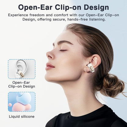 ZIHNIC S12 Open Earbuds Wireless Headphones LED Lights Touchscreenlight-Weight Earbuds Built-In Microphone Power Digital Display Stable Fit Fast Charge 36 Hours Playtime Fast Pair Clear Sound Sweatproof Charging Case Android/Ios