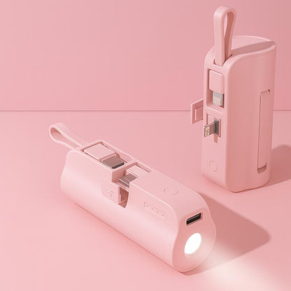 Mini Capsule 5000Mah Power Bank – 18W PD Fast-Charge USB-C Portable Charger with Foldable Stand & Built-In Flashlight, Dual Input, Universal Ios & Android Compatibility