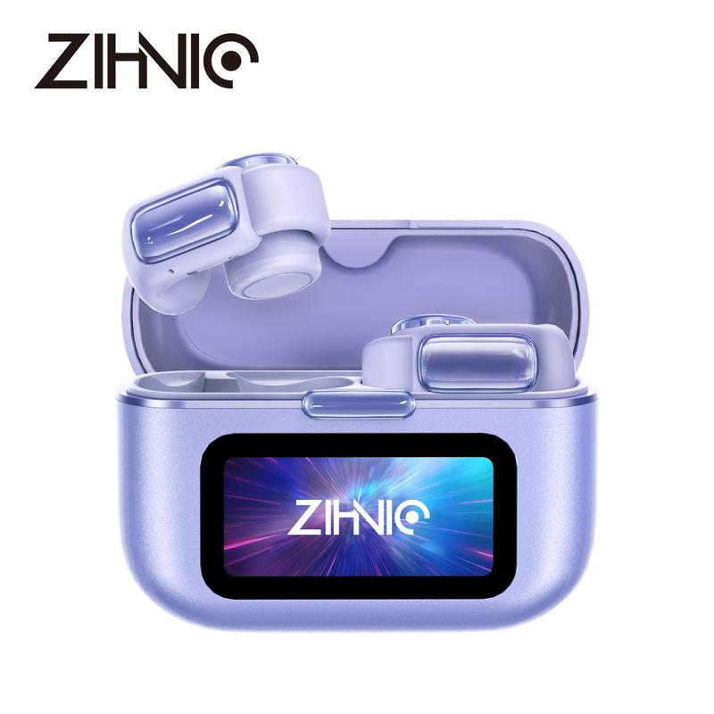 ZIHNIC S12 Open Earbuds Wireless Headphones LED Lights Touchscreenlight-Weight Earbuds Built-In Microphone Power Digital Display Stable Fit Fast Charge 36 Hours Playtime Fast Pair Clear Sound Sweatproof Charging Case Android/Ios