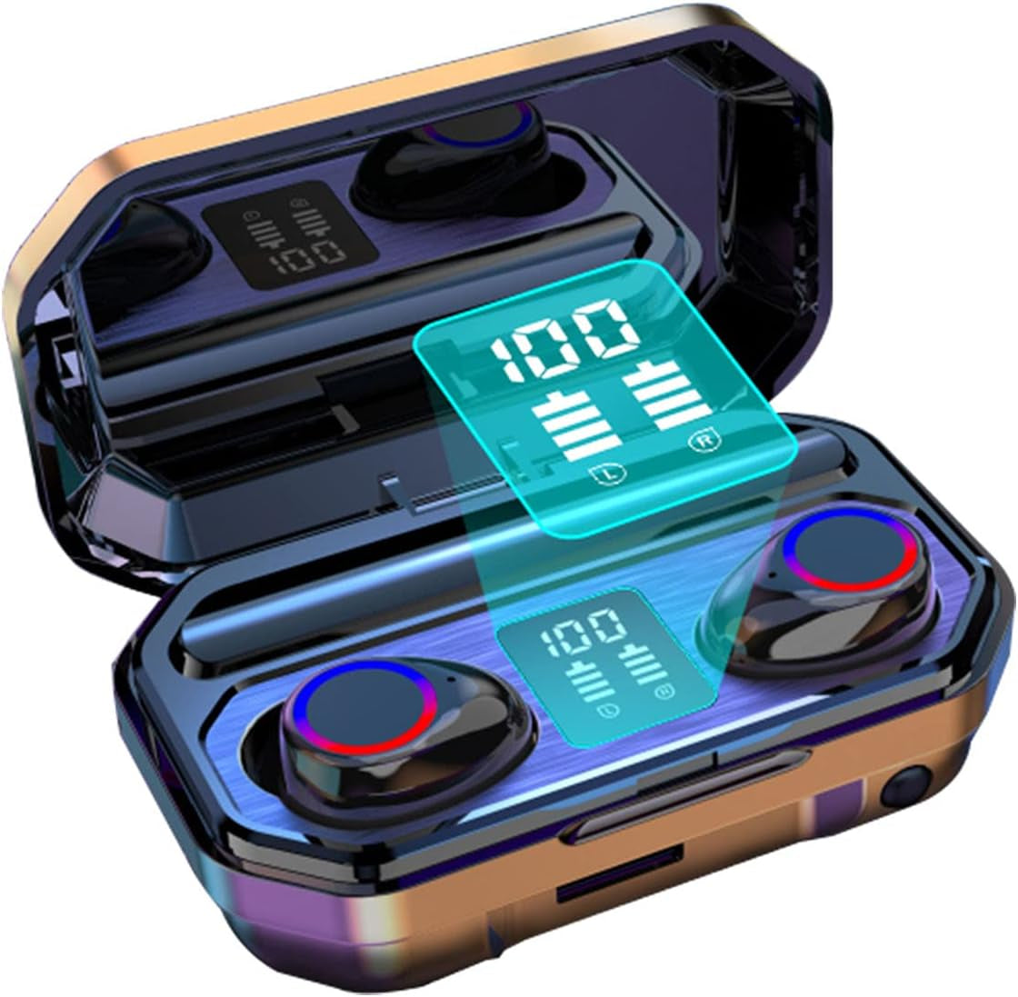 Wireless Earbuds with Charging Case Built-In Microphone Stereo Sound In-Ear Bluetooth Headphones Premium Deep Bass Headset, Black