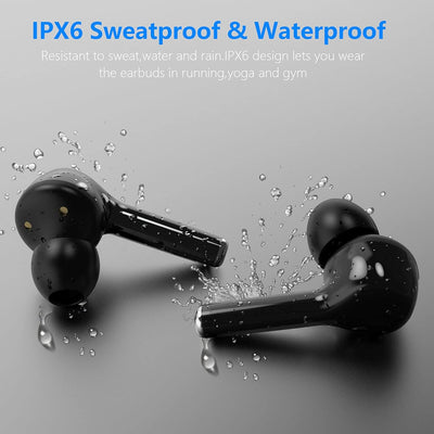 Wireless Earbuds, Bluetooth 5.1 In-Ear Headphones Stereo Sound, Wireless Earbuds with Charging Case IPX6 Waterproof,Bluetooth Earbuds with Mic Touch Control LED Display for Iphone and Android (Black)