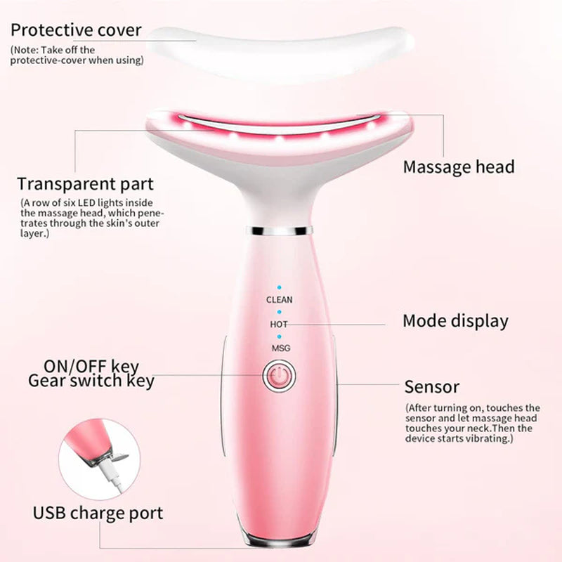 Pink Face and Neck Beauty Instrument Massager