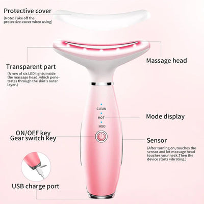 Pink Face and Neck Beauty Instrument Massager