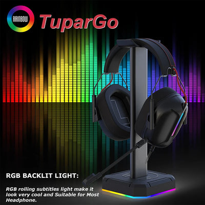 Headphone Holder RGB Backlight Head Mounted Headphone Stand Rack Space Saving Desktop Organizer Vertical Bracket Hanger