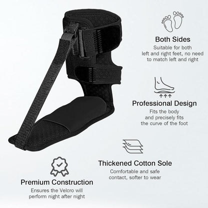 Upgraded Plantar Fasciitis Night Splint, Adjustable Straps Plantar Fasciitis Relief, Supportive Foot Braces with Arch Cushion for Achilles Tendonitis, Foot Drop & Heel Spur Pain Relief Day & Night (Black)
