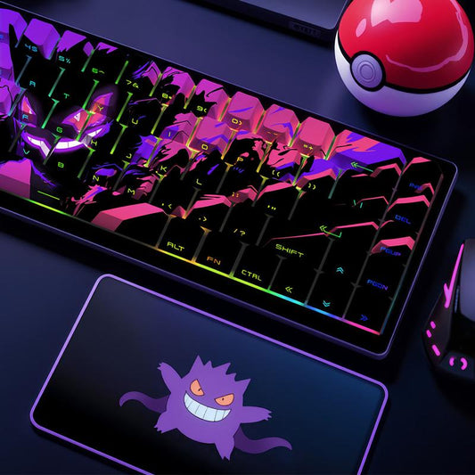 Phantom Purple PBT Keycaps Set - 5-Side Dye Sublimated Thick 1.5Mm Keycaps for 100% 108/96/87/84/68/64/61/60% Layouts | Gengar Inspired Ghost Theme Keycaps, Cherry Profile, Halloween Keyboard Upgrade with Artisan Escape Key & Gift for Pokemon Fans Boyfrie