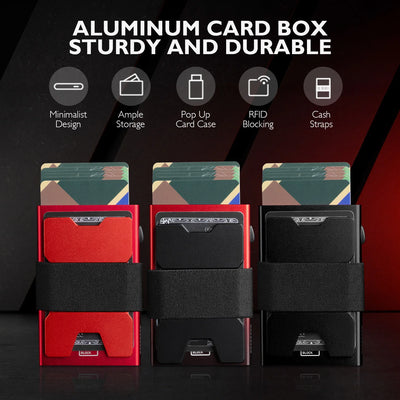IWANTIT Slim Pop Up Wallet, Minimalist Credit Card Holder For Men And Women RFID Blocking Mini Metal Case Holiday Gift Fallow
