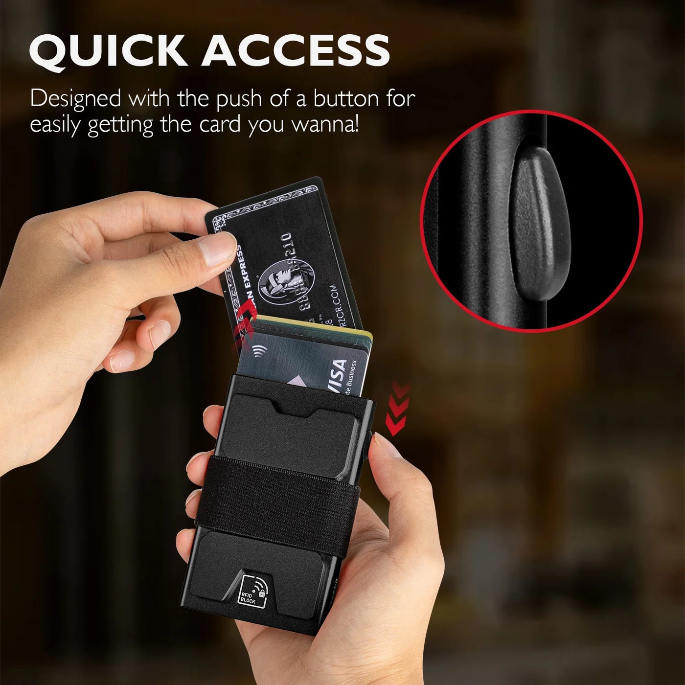 IWANTIT Slim Pop Up Wallet, Minimalist Credit Card Holder For Men And Women RFID Blocking Mini Metal Case Holiday Gift Fallow