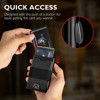IWANTIT Slim Pop Up Wallet, Minimalist Credit Card Holder For Men And Women RFID Blocking Mini Metal Case Holiday Gift Fallow