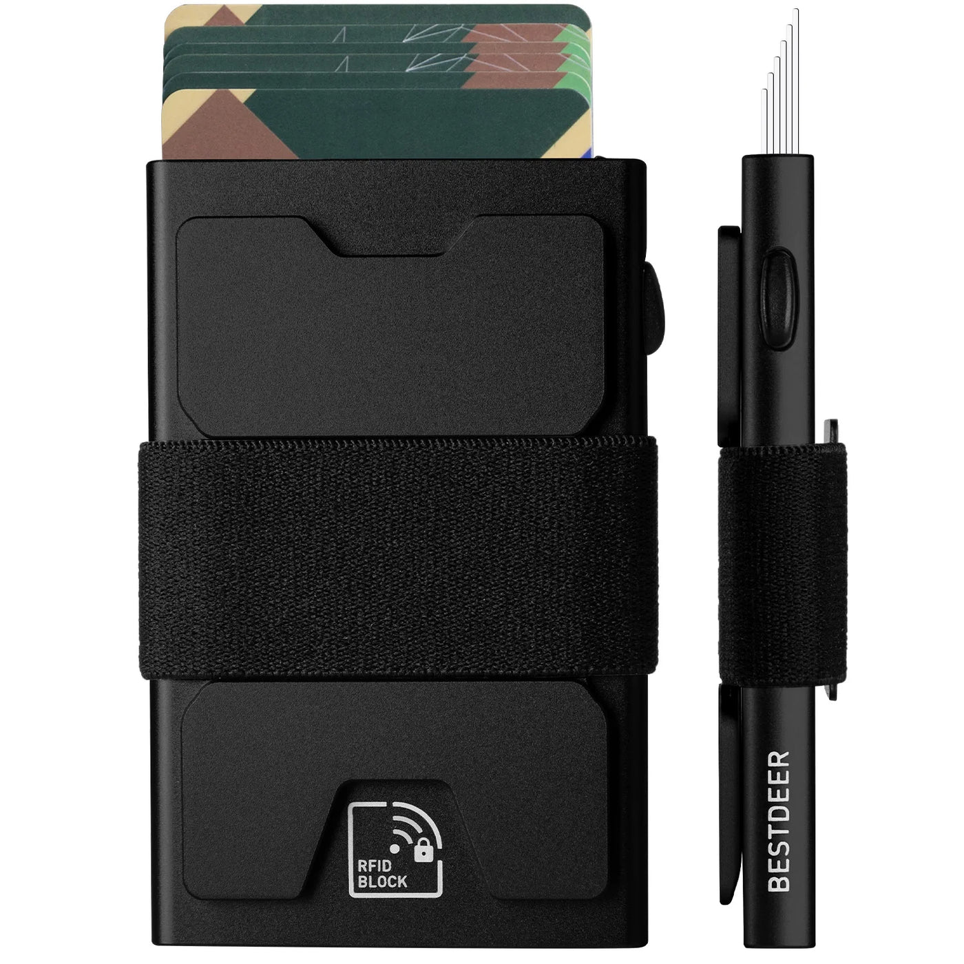 IWANTIT Slim Pop Up Wallet, Minimalist Credit Card Holder For Men And Women RFID Blocking Mini Metal Case Holiday Gift Fallow