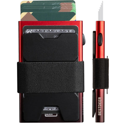 IWANTIT Slim Pop Up Wallet, Minimalist Credit Card Holder For Men And Women RFID Blocking Mini Metal Case Holiday Gift Fallow