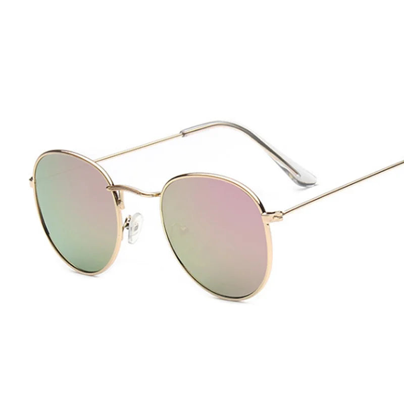 Classic Round Sunglasses Woman Fashion Brand Designer Metal Mirror Sun Glasses Retro Small Frame Oval Lunette Soleil Femme