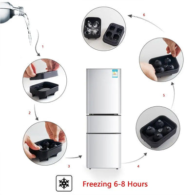 LMETJMA 3D Skull Ice Cube Tray With Funnel Silicone Flexible 4 Cavity Ice Maker Molds Ice Cube Maker Ice Cream Tools KC0294