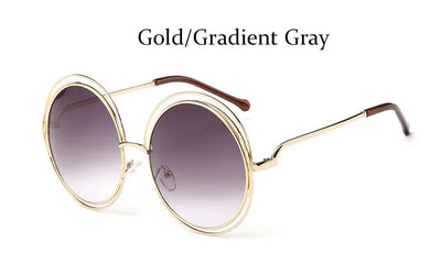 Round Sunglasses Women Retro Mirror Sun Shades For Women Luxury Brown Lens Women's Sunglasses Oversized Vintage Glasses Oculos