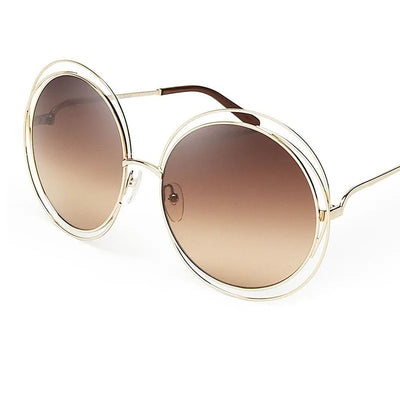 Round Sunglasses Women Retro Mirror Sun Shades For Women Luxury Brown Lens Women's Sunglasses Oversized Vintage Glasses Oculos