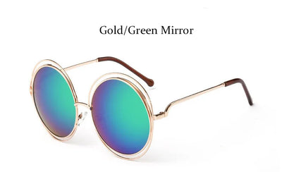 Round Sunglasses Women Retro Mirror Sun Shades For Women Luxury Brown Lens Women's Sunglasses Oversized Vintage Glasses Oculos