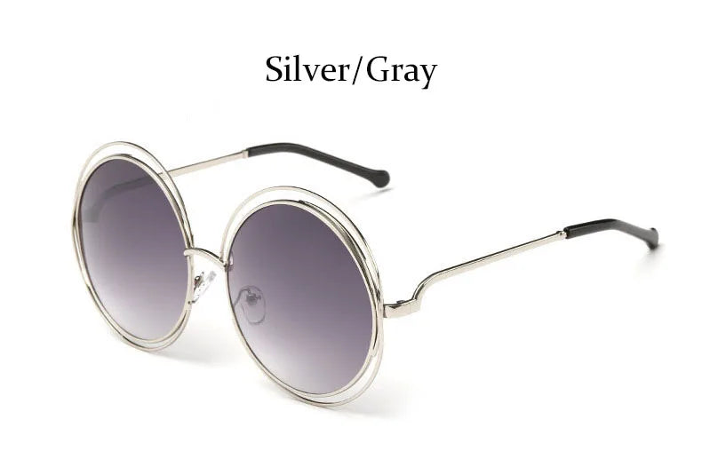 Round Sunglasses Women Retro Mirror Sun Shades For Women Luxury Brown Lens Women's Sunglasses Oversized Vintage Glasses Oculos