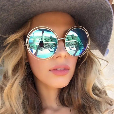 Round Sunglasses Women Retro Mirror Sun Shades For Women Luxury Brown Lens Women's Sunglasses Oversized Vintage Glasses Oculos