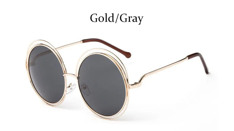 Round Sunglasses Women Retro Mirror Sun Shades For Women Luxury Brown Lens Women's Sunglasses Oversized Vintage Glasses Oculos
