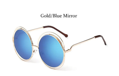 Round Sunglasses Women Retro Mirror Sun Shades For Women Luxury Brown Lens Women's Sunglasses Oversized Vintage Glasses Oculos